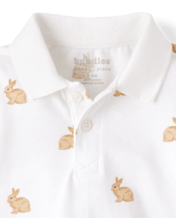 Baby Boys Bunny Polo Romper