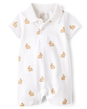 Baby Boys Bunny Polo Romper