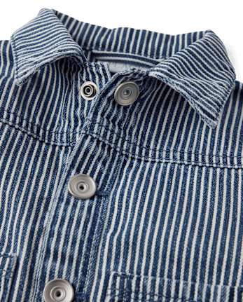 Baby Boys Railroad Striped Denim Jacket