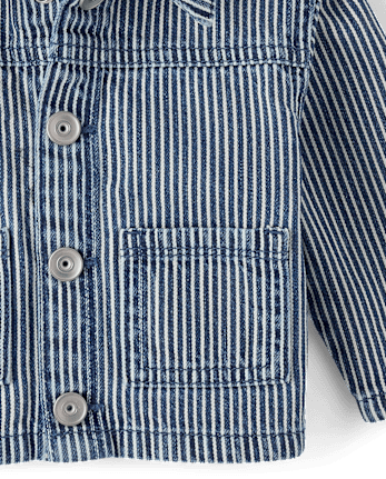 Baby Boys Railroad Striped Denim Jacket