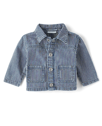 Baby Boys Railroad Striped Denim Jacket