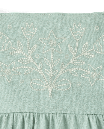 Baby Girls Embroidered Flutter Romper