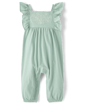 Baby Girls Embroidered Flutter Romper