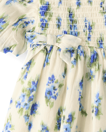 Baby Girls Mommy And Me Floral Bow Smocked Dress