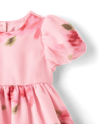 Baby Girls Floral Chiffon Fit And Flare Dress