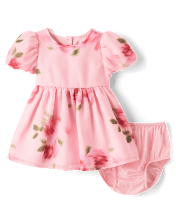 Baby Girls Floral Chiffon Fit And Flare Dress