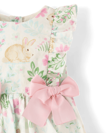 Baby Girls Bunny Bow Flutter Dress