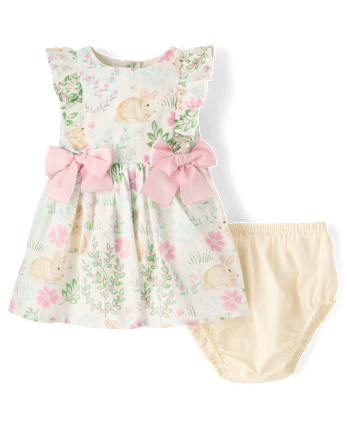 Baby Girls Bunny Bow Flutter Dress