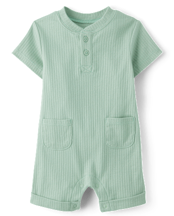 Baby Boys Roll Cuff Ribbed Romper