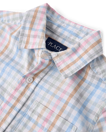 Boys Gingham Poplin Button Up Shirt