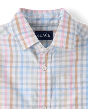 Boys Gingham Poplin Button Up Shirt