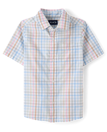 Chemise boutonnée en popeline vichy pour garçon