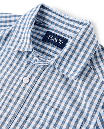 Boys Gingham Poplin Button Up Shirt