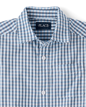 Chemise boutonnée en popeline vichy pour garçon