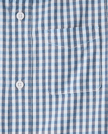 Chemise boutonnée en popeline vichy pour garçon