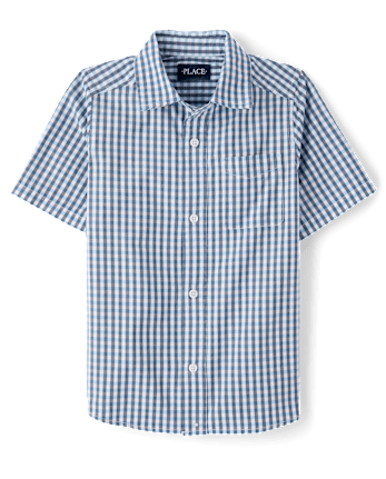 Boys Gingham Poplin Button Up Shirt