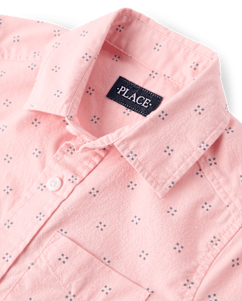 Boys Print Poplin Button Up Shirt