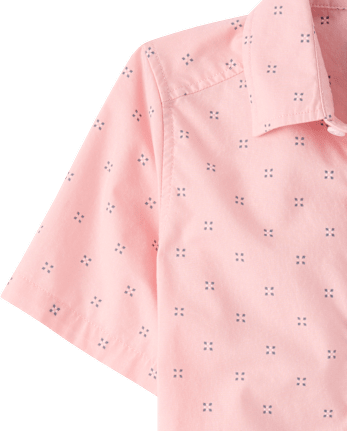 Boys Print Poplin Button Up Shirt