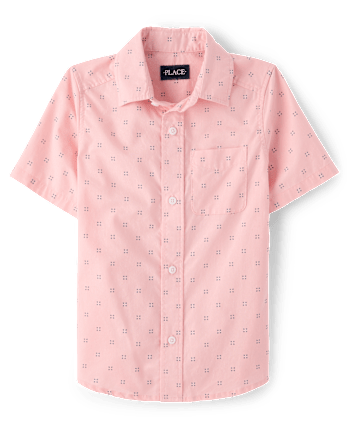 Boys Print Poplin Button Up Shirt