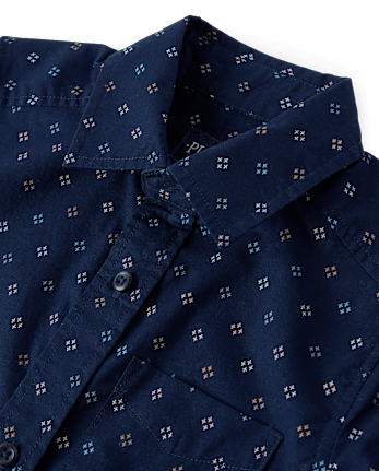 Boys Print Poplin Button Up Shirt