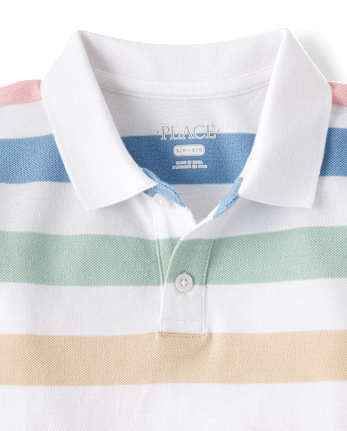 Boys Striped Soft Pique Polo