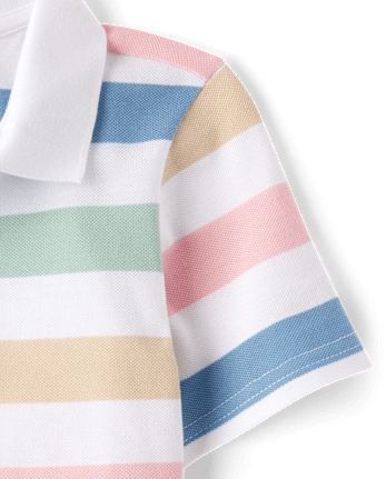 Boys Striped Soft Pique Polo