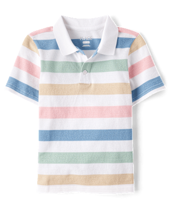 Boys Striped Soft Pique Polo