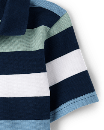 Boys Striped Soft Pique Polo