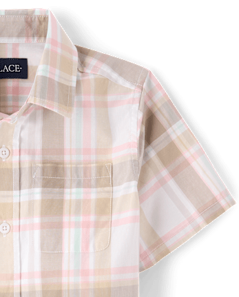 Boys Plaid Poplin Button Up Shirt