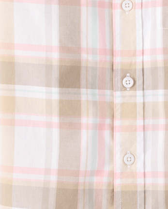 Boys Plaid Poplin Button Up Shirt