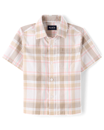 Boys Plaid Poplin Button Up Shirt