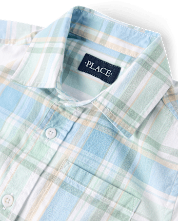 Chemise à carreaux en popeline boutonnée pour garçon
