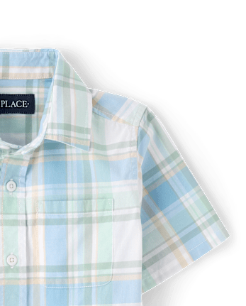 Chemise à carreaux en popeline boutonnée pour garçon