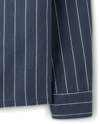 Boys Striped Textured Button Up Shirt