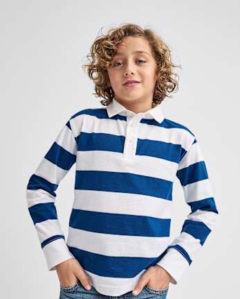 Kids Striped Rugby Polo
