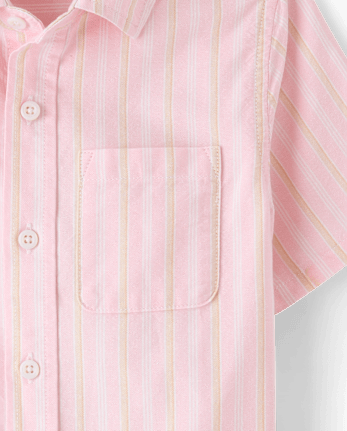 Boys Striped Oxford Button Up Shirt