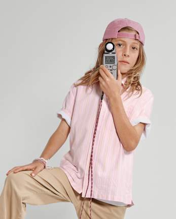 Boys Striped Oxford Button Up Shirt