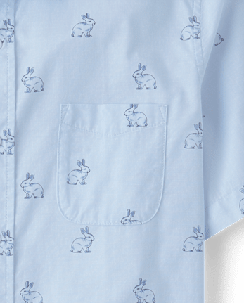 Chemise à boutons en popeline à motif lapin Papa et Moi pour homme