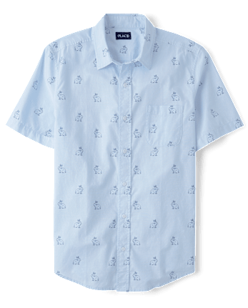 Mens Dad And Me Bunny Poplin Button Up Shirt