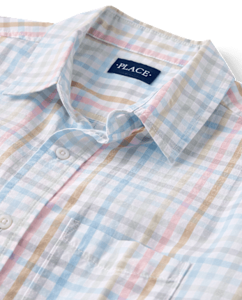 Mens Dad And Me Gingham Poplin Button Up Shirt