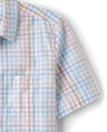 Chemise à carreaux vichy homme « Papa et moi » en popeline boutonnée