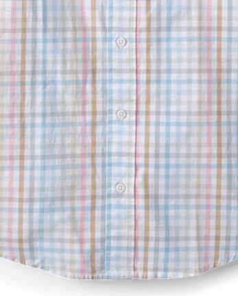 Chemise à carreaux vichy homme « Papa et moi » en popeline boutonnée