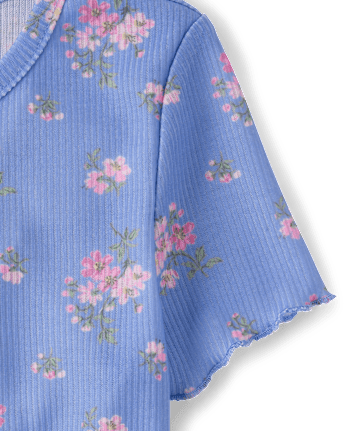 Girls Floral Ribbed Pajamas
