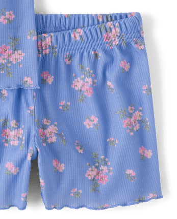 Girls Floral Ribbed Pajamas