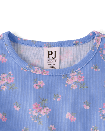 Pyjama côtelé à fleurs pour filles