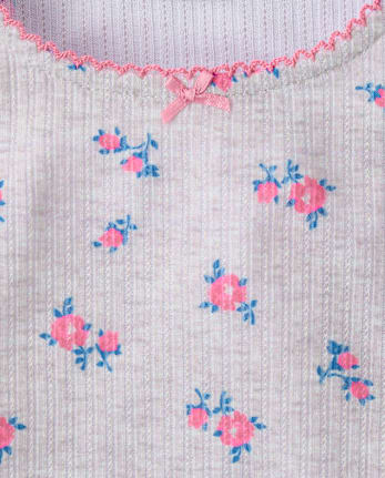 Girls Floral Lettuce Pointelle Pajamas