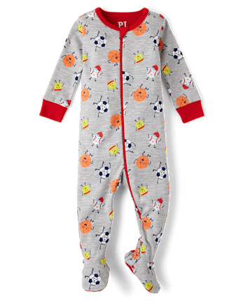 Baby And Toddler Boys Sports Snug Fit Cotton Footed One Piece Pajamas