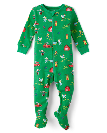 Baby And Toddler Farm Animal Snug Fit Cotton Footed One Piece Pajamas