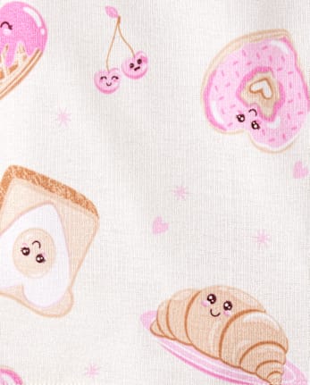 Girls Breakfast Hearts Snug Fit Cotton Pajamas