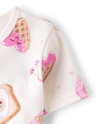 Pyjama en coton ajusté à motifs cœurs pour le petit-déjeuner des filles
